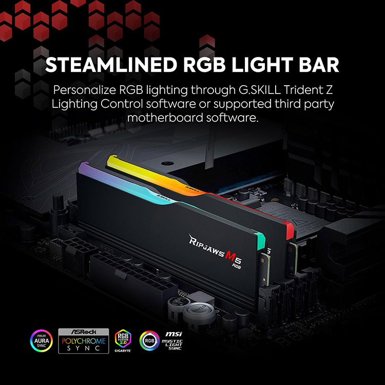 خرید رم G.Skill Ripjaws M5 RGB DDR5 - ظرفیت 32 گیگابایت - پک دوتایی - مدل Intel XMP - سرعت 6000 مگاهرتز - CL36 - سفید